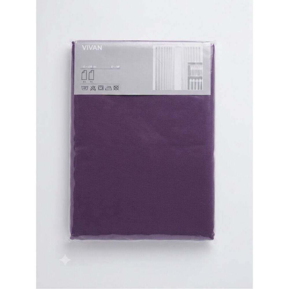 NEW Ikea Vivan 2 Curtain Panels 57x98 in Dark Purple Cotton Blend Hidden Loops